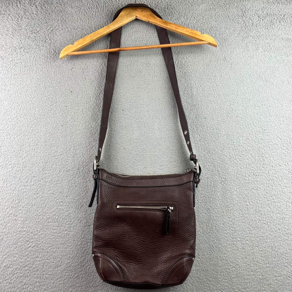 Coach Mahogany Brown Pebbled Leather Crossbody Bag Silver Hardware 11430